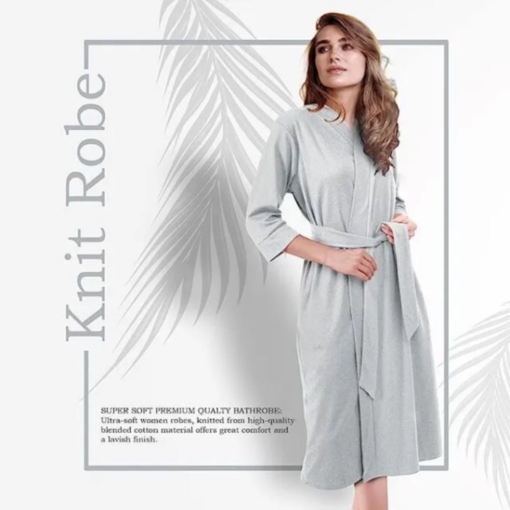 New without‎ tags Women’s New York Threads Grey Knit Robe With Belt Size Medium